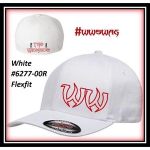 Hat - Flexfit Curved Bill #6277 -White w/ Red logo